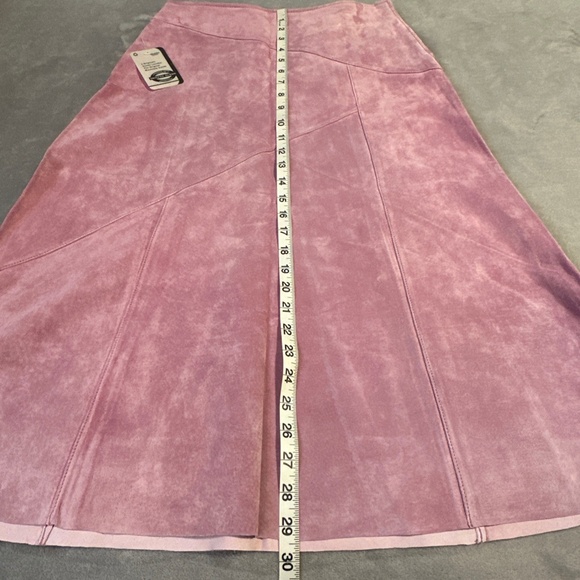 Boho Chic Suede Skirt Skotts Pink Size 8 Washable Midi NWT Western Cowgirl 90s - Picture 4 of 9